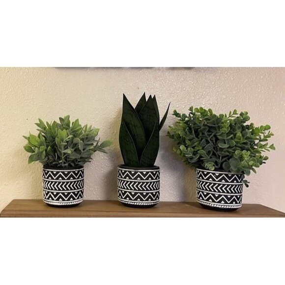 New 3 Pack Potted Fake Plants Artifical Snake Plant,Greenery Eucalyptus Leaves - Picture 1 of 2
